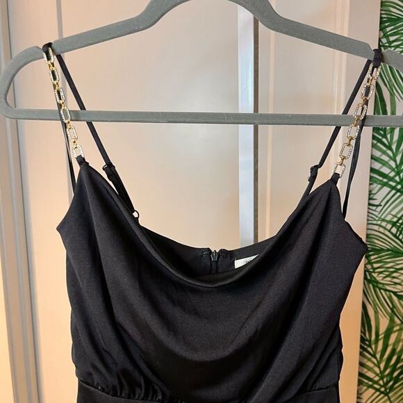 NWT Jason Wu Black Chain Strap Satin Jumpsuit XS - Picture 5 of 11